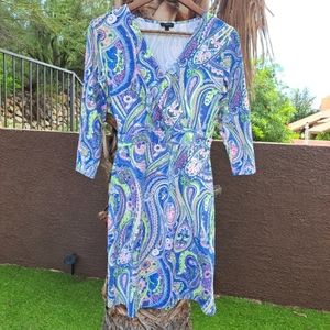 NWOT TALBOTS petites Paisley faux wrap dress.  Size S